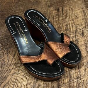 Donald J. Pliner Copper Wedge Sandals